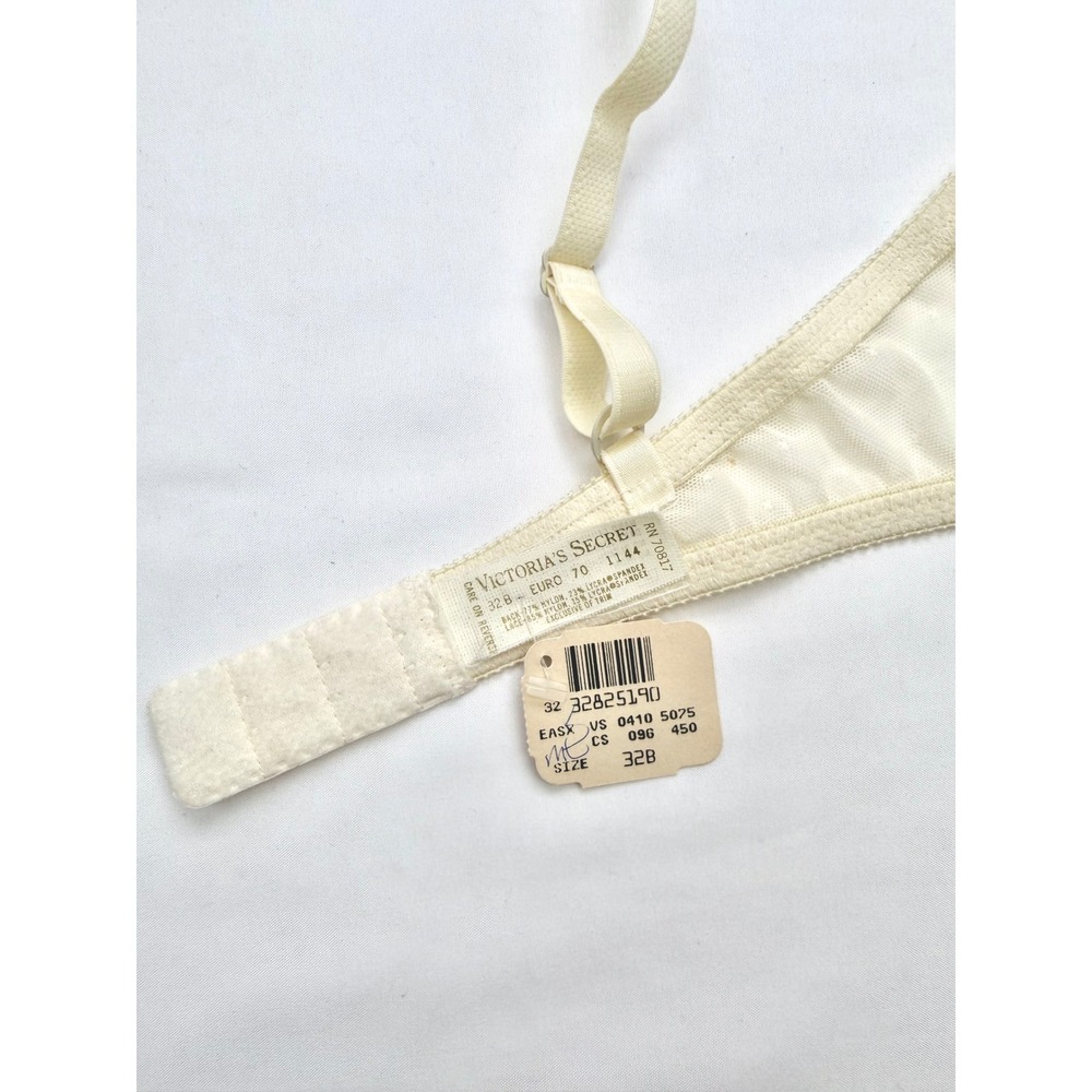 Vintage Victorias Secret Lace Bra 32B Butter Yellow Mesh Underwire 90s NWT USA - Picture 8 of 11